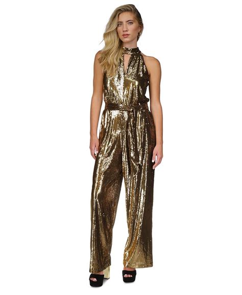 michael kors sequined mesh jumpsuit|michael kors embellished halter jumpsuit.